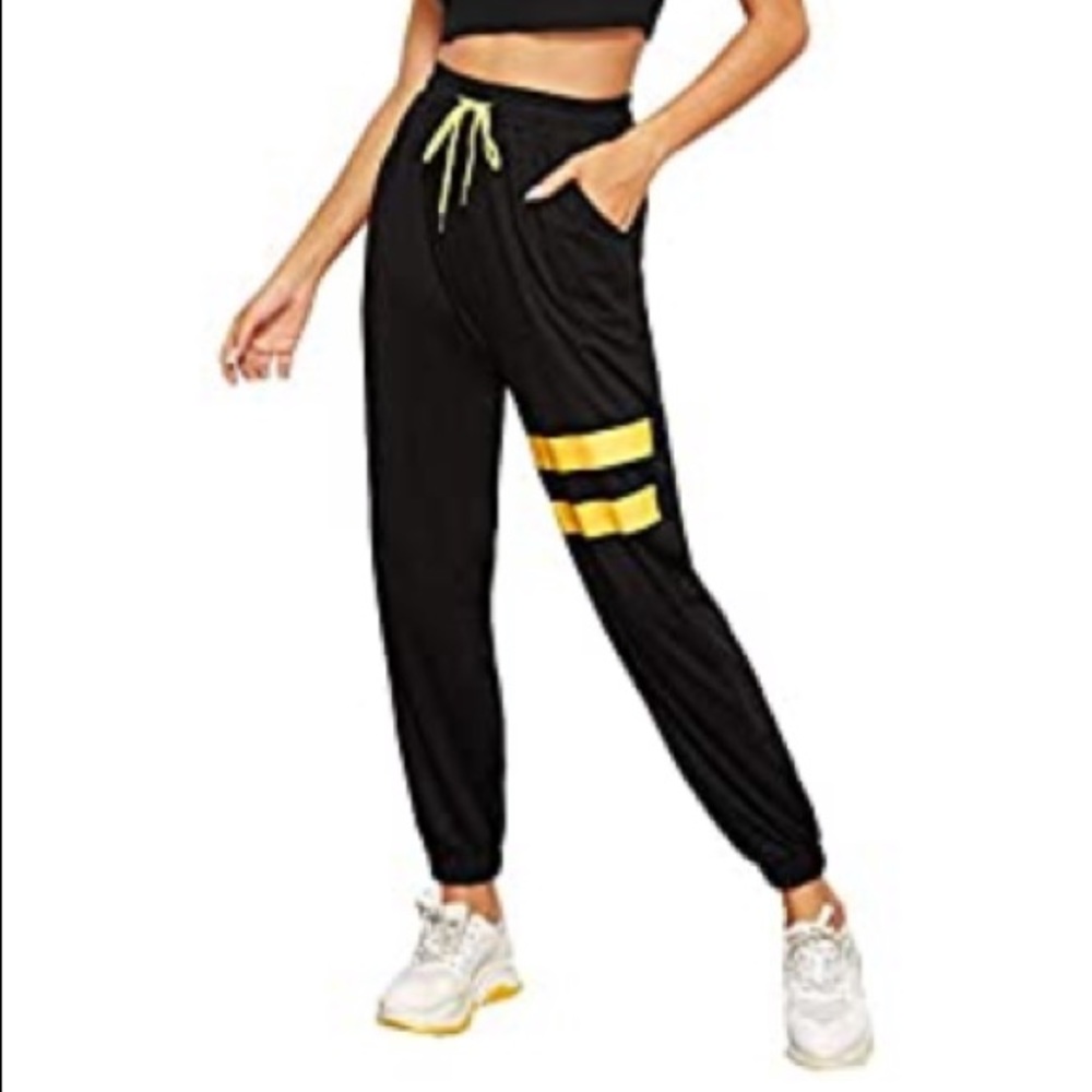High Waist Striped Sweatpants